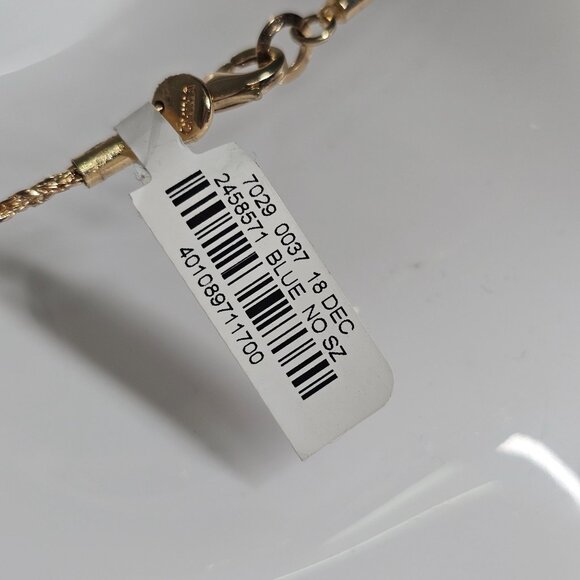 Neiman Marcus Gold-Tone‎ Rope Chain Necklace W/ Blue & Black Tassels 19" - Picture 4 of 10